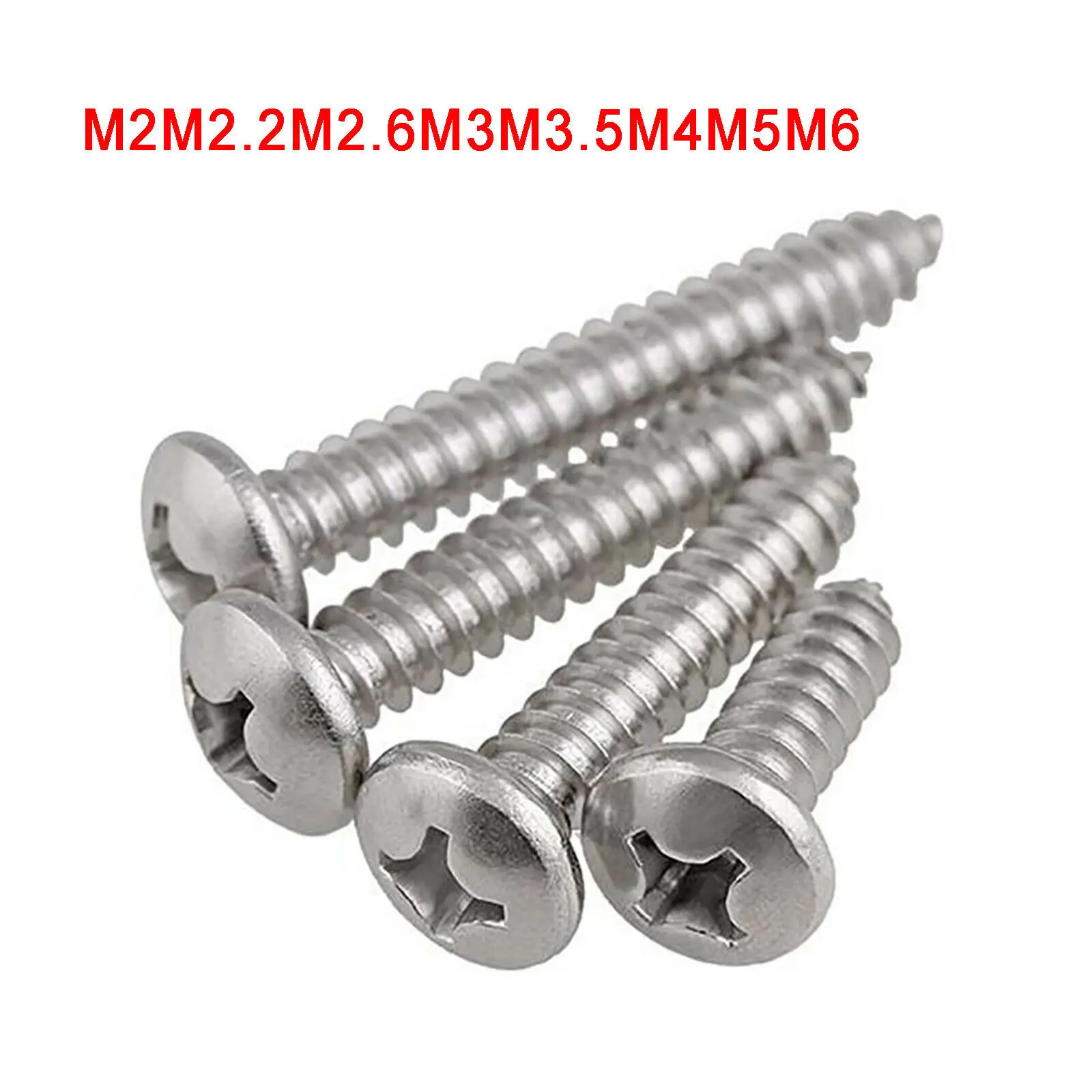 M2-M6 Phillips Round Head Self-tapping Screws 316 Stainless Steel Pan Head Cross Recessed Tapping Wood Screws