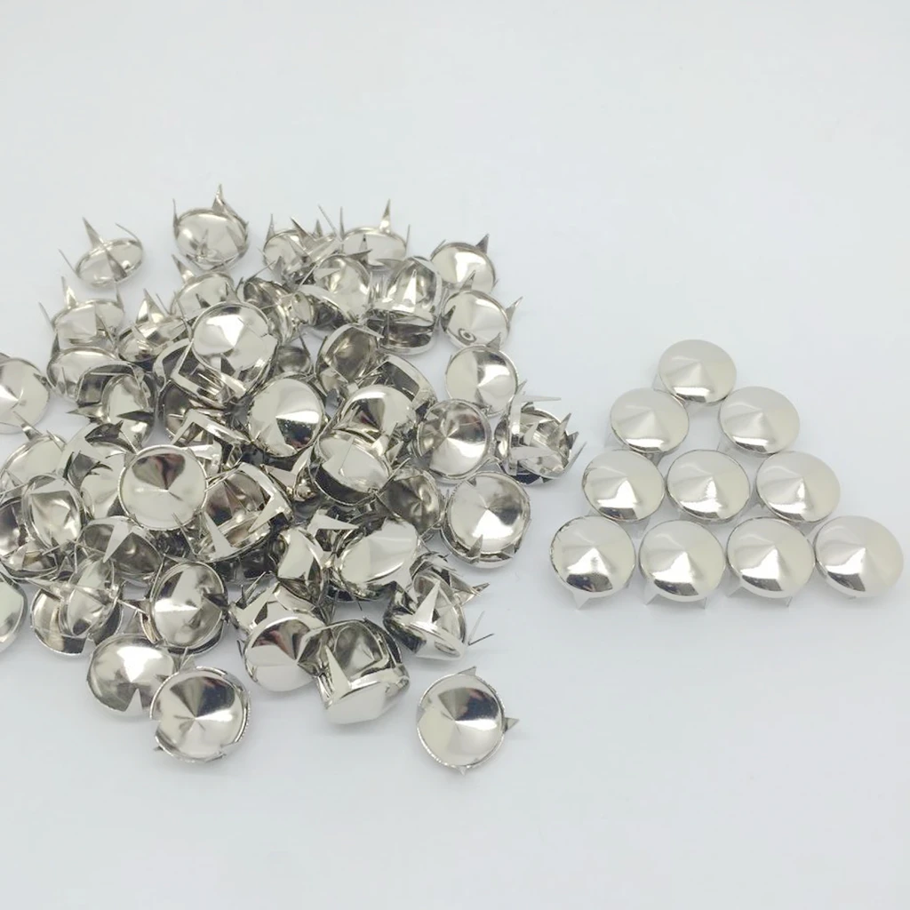 100 Pieces Silver Metal Cone Studs Rivet Spikes Spots Nailheads Leathercraft 12mm