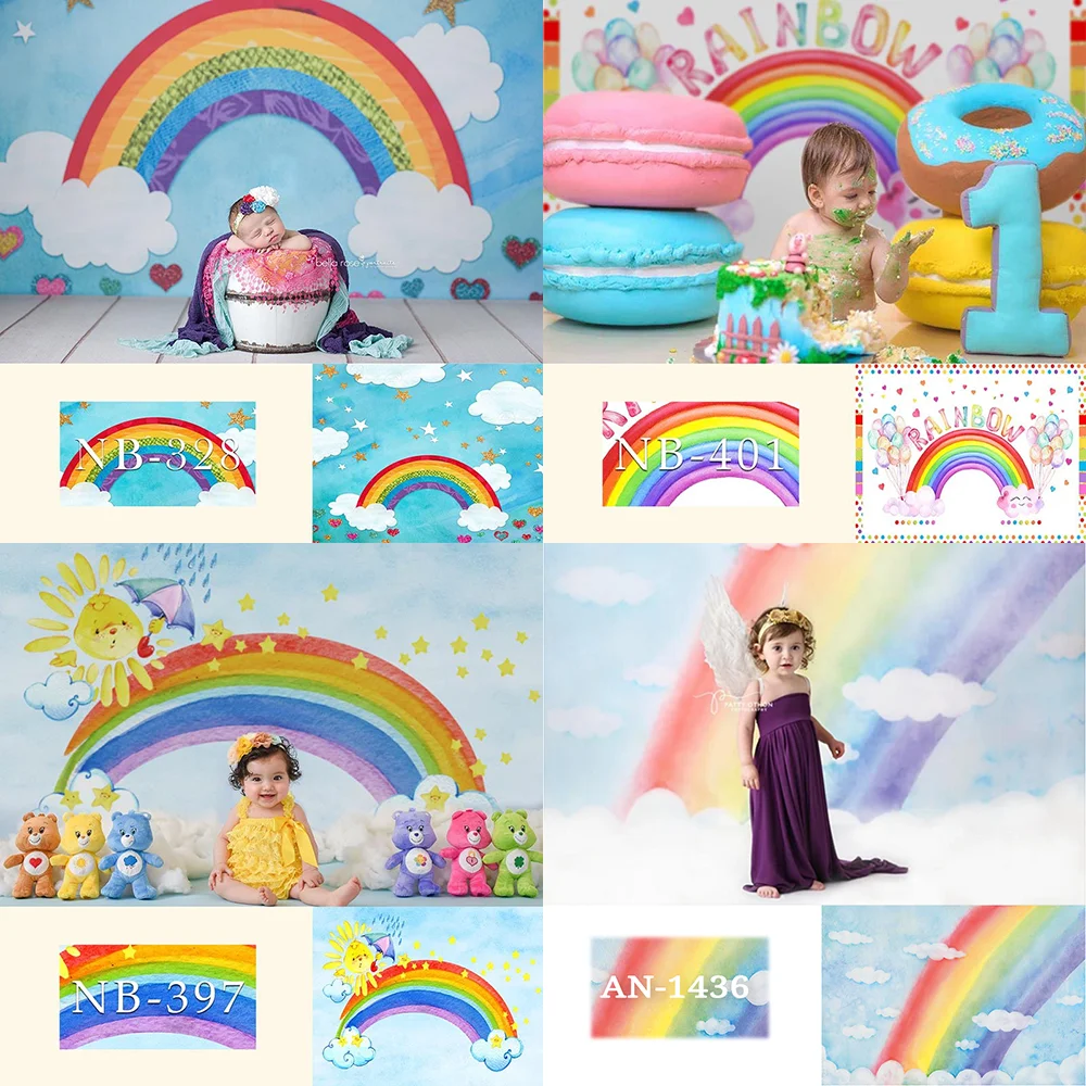 Mocsicka-Fond de photographie de nuage arc-en-ciel pour enfants, cabine de studio Smash Cake, accessoire photo pour nouveau-né, baby shower, 1er anniversaire