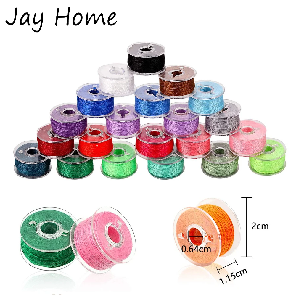 20 Multicolor Thread Spools Sewing Machine Bobbins Plastic Bobbins with Thread for Sewing Machines Quilting Sewing Accessories