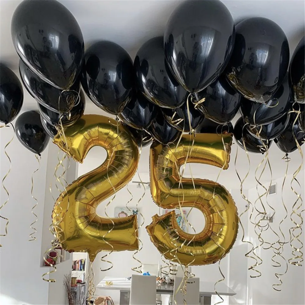 5/10/12/18 Inch Black Balloons Flashing Metallic Balloons Birthday Party Decorations Adult Wedding Decoration Helium Globos