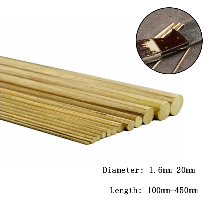 Diameter 1.6-20mm Length 100-500mm Hardware Brass Round Bar Rod For DIY Knife Handle Circular Wire Tube Modelmaking Brass Rod