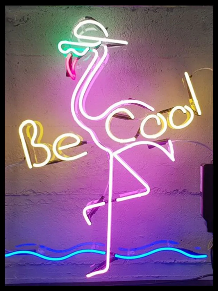 Neon Sign For cool flamingo Glass Tube Commercial pink Lamps resterant Beer light advertise custom DESIGN Impact Handmade light