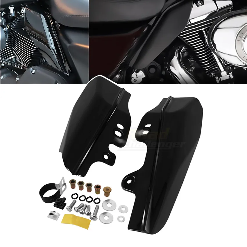 Black Motorcycle Mid-Frame Air Deflector Engine Heat Shield Cover For Harley Touring Electra Glide Road King FLHR FLHX 01-08