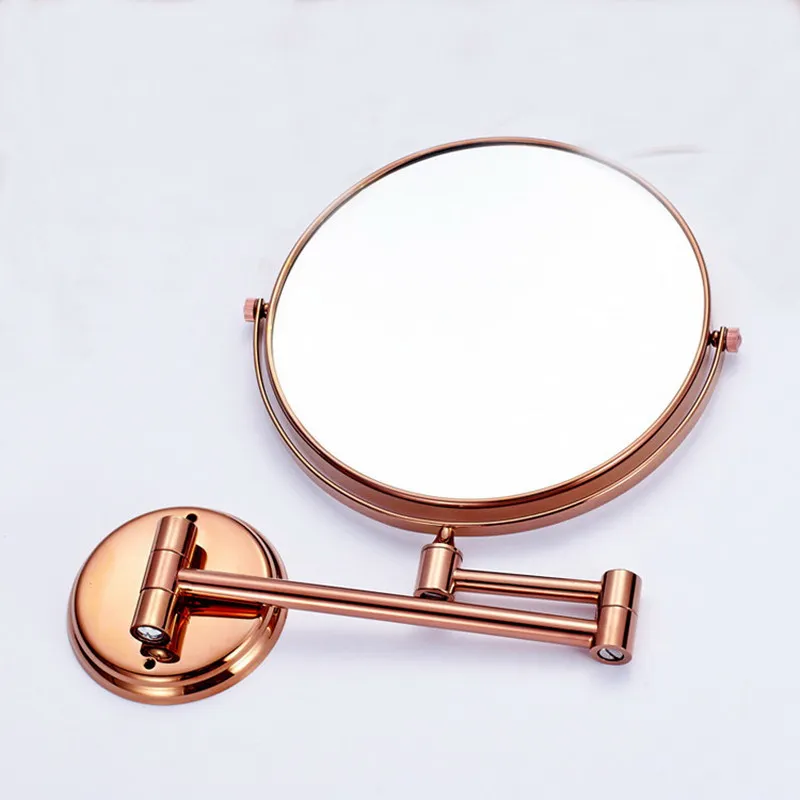 Luxury Rose Gold Extendable 8 inch 3X Magnifying Bathroom Mirror 360 Degree Double Sided Wall Mounted Makeup Mirror