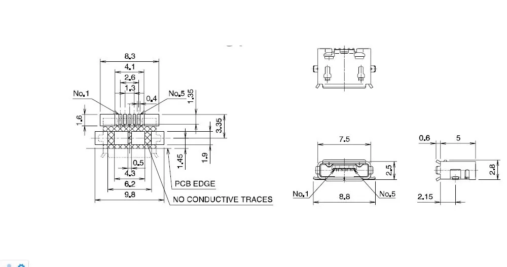 Originele Nieuwe 100% ZX62-AB-5PA Micro Card Usb 5P Smd Data Interface Staart Plug Connector