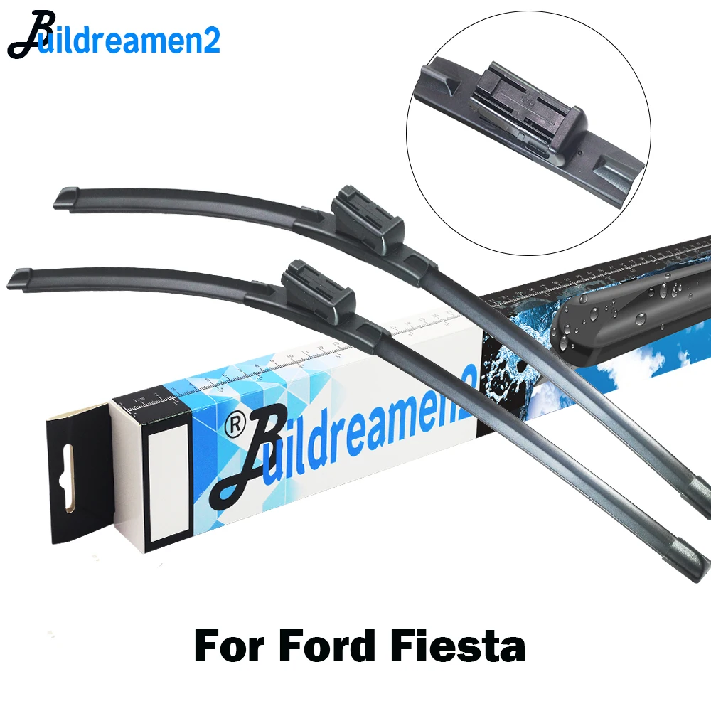 Buildreamen2 Car Windshield Wiper Blade For Ford Fiesta 1989-2018 Automotive Natural Rubber Wiper Frameless