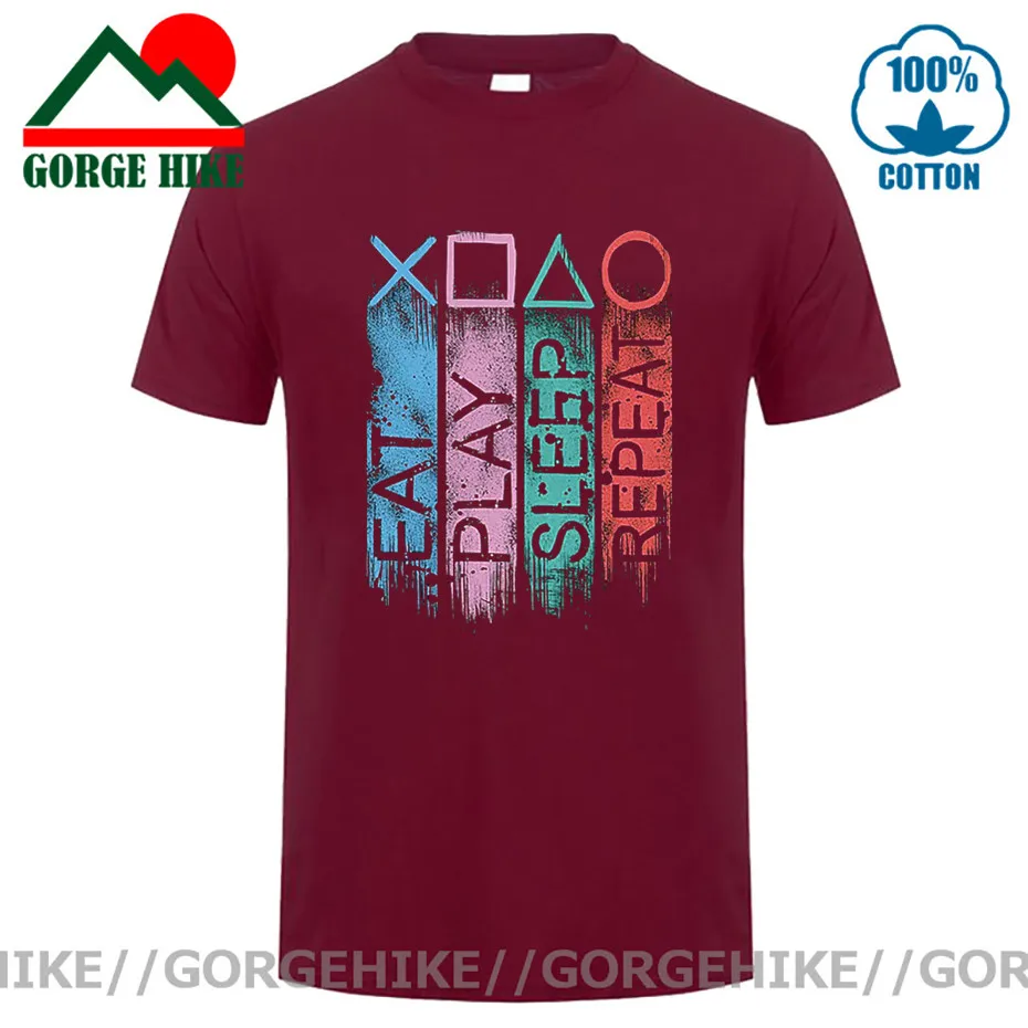 Gorgehike Vintage Eat Play Sleep Repeat T shirt women men Funny PS4 PS5 Play Station Gamer T-shirts Retro Video Gaming Tee shirt