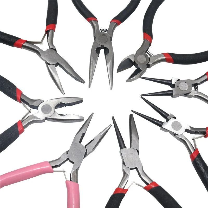 2 Pcs Multi functional pliers round mouth pliers glue storage box pointed nose pliers scissors copper ring DIY handmade jewelry