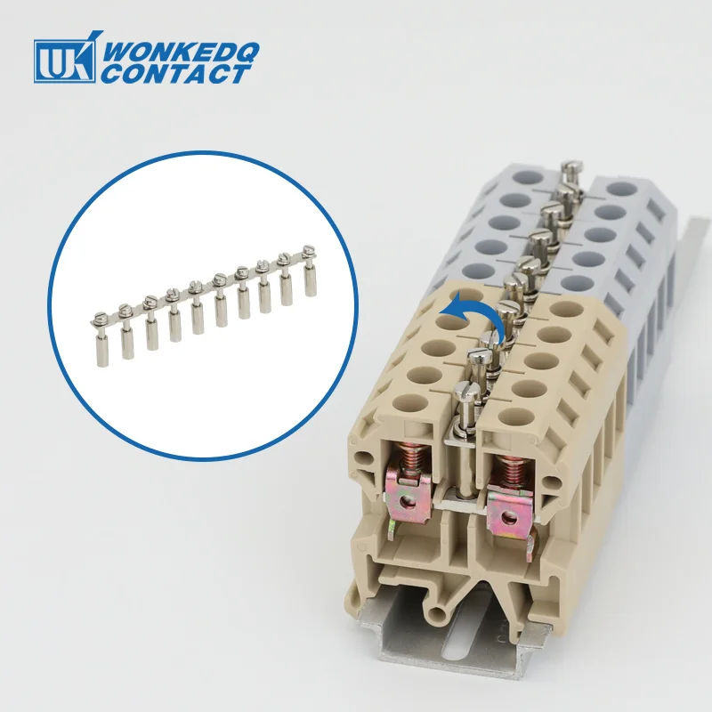 1Pc SAK10 Q10 Wiring Bridge For SAK10EN 10mm² Wire Screw Connector DIN Rail Terminal Block Fixed Jumper SAK 10 SAK 10Q-10