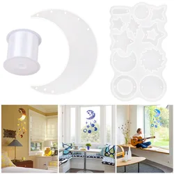 Diy lua estrela vento sinos molde de silicone parede pendurado decoração pingente resina molde para fundição decoração para casa arte moldes