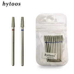 HYTOOS 10pcs/pack 3*9mm Tapered Diamond Cuticle Bit 3/32 Nail Drill Bits Manicure Drills Nails Accessories Tools