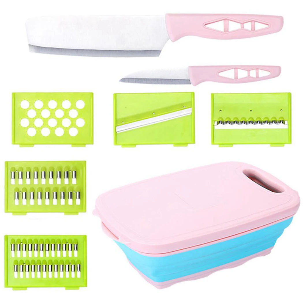 9 In 1 Creative Multifunction Kitchen Tools Set Cutting Board Vegetable Chopper Drain Basket Food Cutter Kitchen Tools