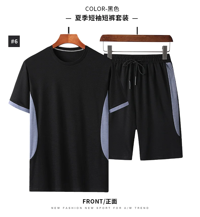 2021 New Men's T-shirt + Sports Shorts Set Summer Breathable Casual T-shirt Running Set Fashion Harajuku Printed Male Sport Suit