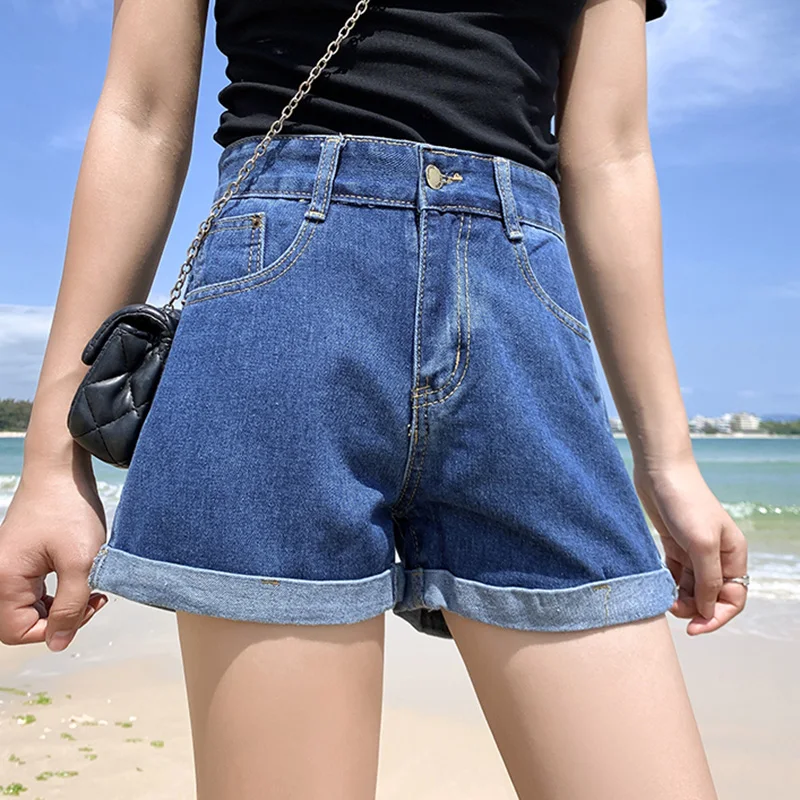 Women Summer 2023 Shorts High Waist Casual Jeans Denim Fashion Slim Black White Cotton Short Pants Jean Ladies Clothes Ropa Muje