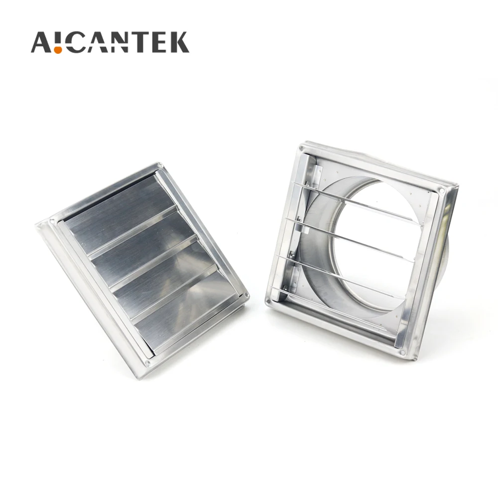 Ventilación de aire de pared de acero inoxidable, 4 ", 5", 6 ", 100/125/150mm, válvula de extracción, conducto, cubierta de parrilla, Extractor cuadrado, salida de ventilador