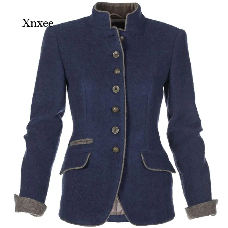 Fashion Winter Women\'s Jacket Coat Autumn Coat Jacket Women\'s Self-Cultivation Jacket Casual Solid Color Button Top