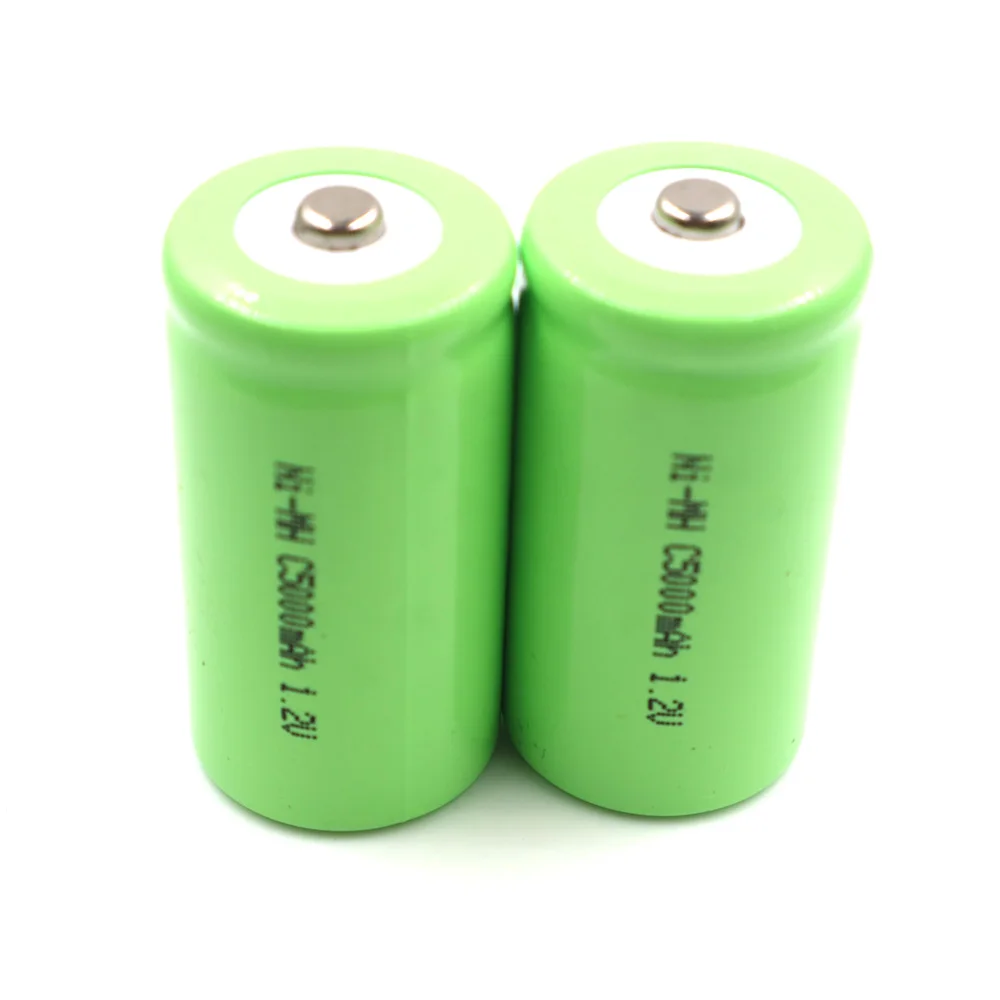 C&P Ni-Mh C Battery Cell 5000mah Rechargeable NiMH C/R14 Size Tip Point 1.2V 5.0Ah Discharge Current 25A 5C Two Model 2 Flashli