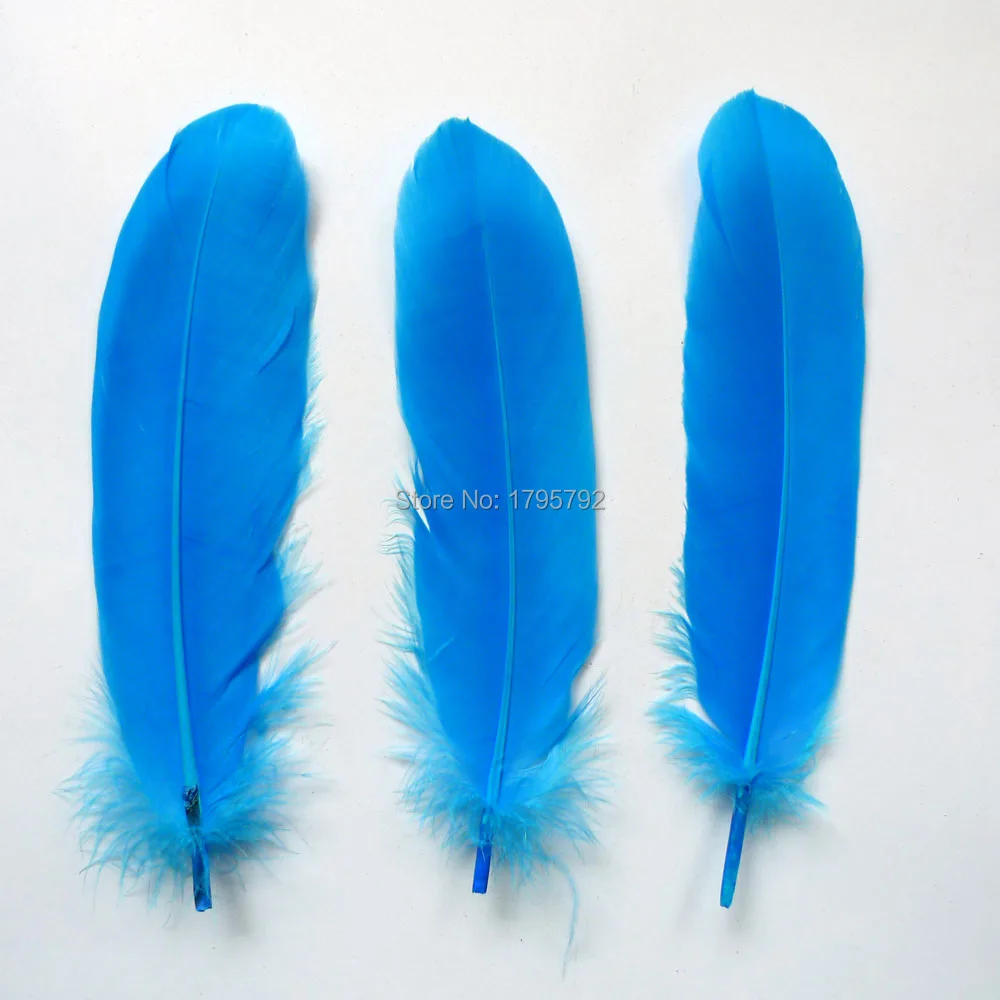 

Wholesale Hard Pole 1000Pcs Sky Blue Goose Feathers For DIY Crafts Swan Plumes 12-18cm Jewelry Wedding Accessories Decoration