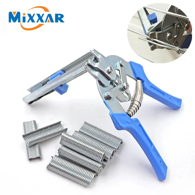 ZK30 Fastening Clamp Installation Poultry Cage Plier & 600 Nails Chichen Rabbit Fox Bird Dog Cage Clamp Installation Kit Tool