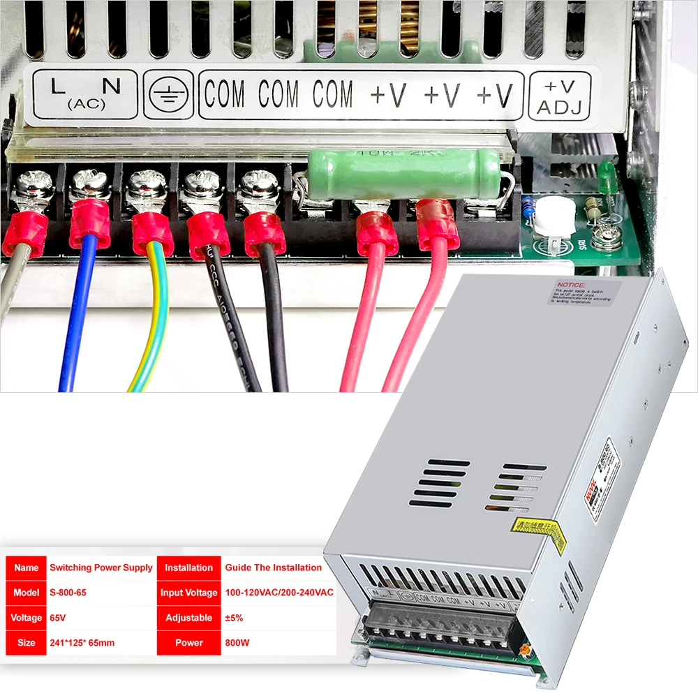 S800-65 65V 800W Direct Current Voltage Step Down Powersupply  Regulated Switching Module Compatible with RD6018 Voltmeter