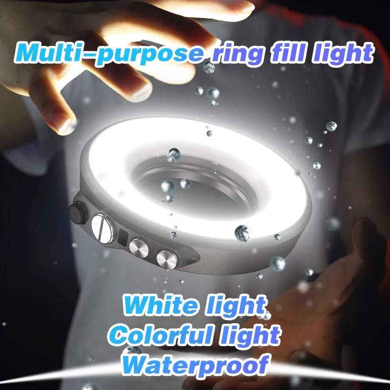 Seafrogs 1200LM Ring Light Underwater Flash General camera 67mm threaded Lens 4 Modes 3 Colors with USB Charge Waterproof Flash