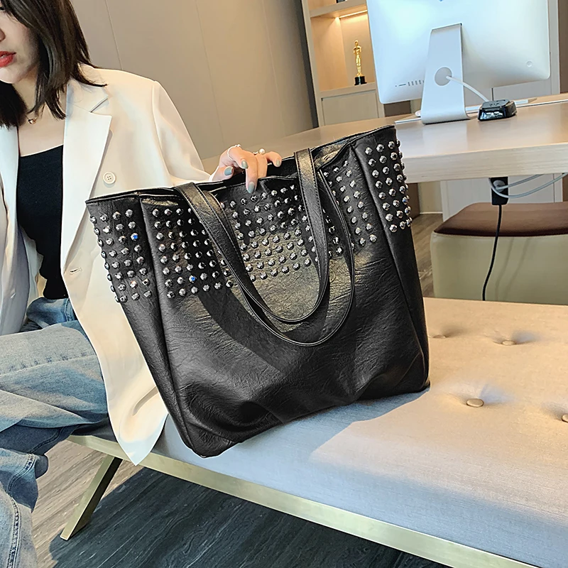 Fashion Rivet Shoulder Bags For Women Luxury Handbags Women Bags Designer Ladies Hand Bag Big Totes Top-handle Bags