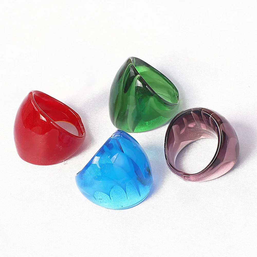 Wholesale Lots Mix 12Pcs Summer Style Murano Glass Lampwork Ring Birthday Men Women Wedding Party Valentine Gift Fashion Jewelry