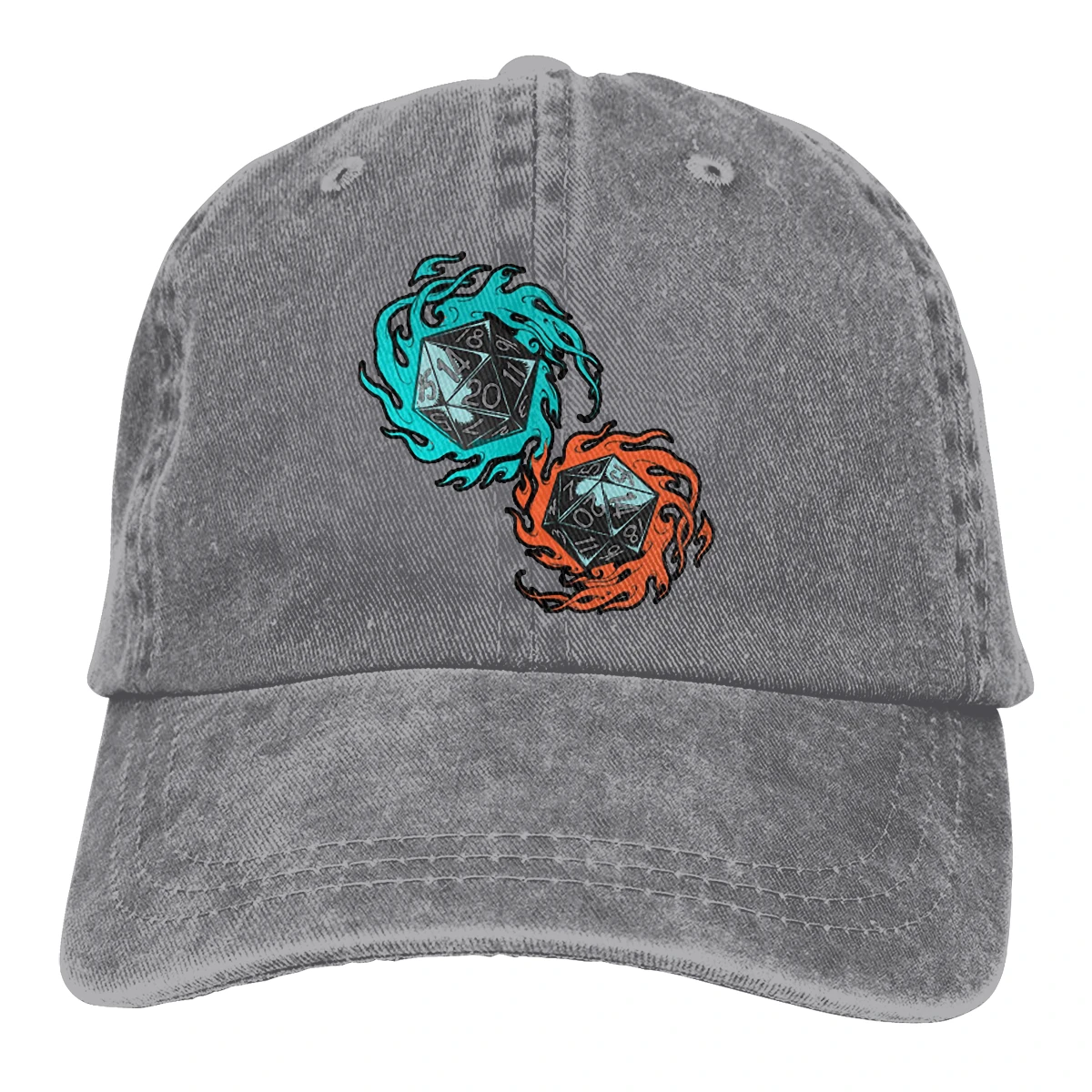 Colliding Blue & Orange D20 Polyhedral Dice Baseball Cap Men The science of 20 sided dice Caps colors Women Summer Snapback Caps