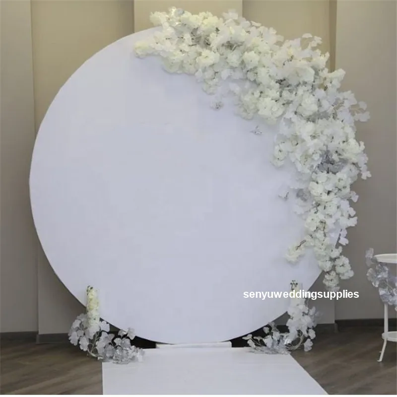 

new style Wholesale Cheap Fancy White Round mental Wedding Backdrop Stand For Parties senyu1807