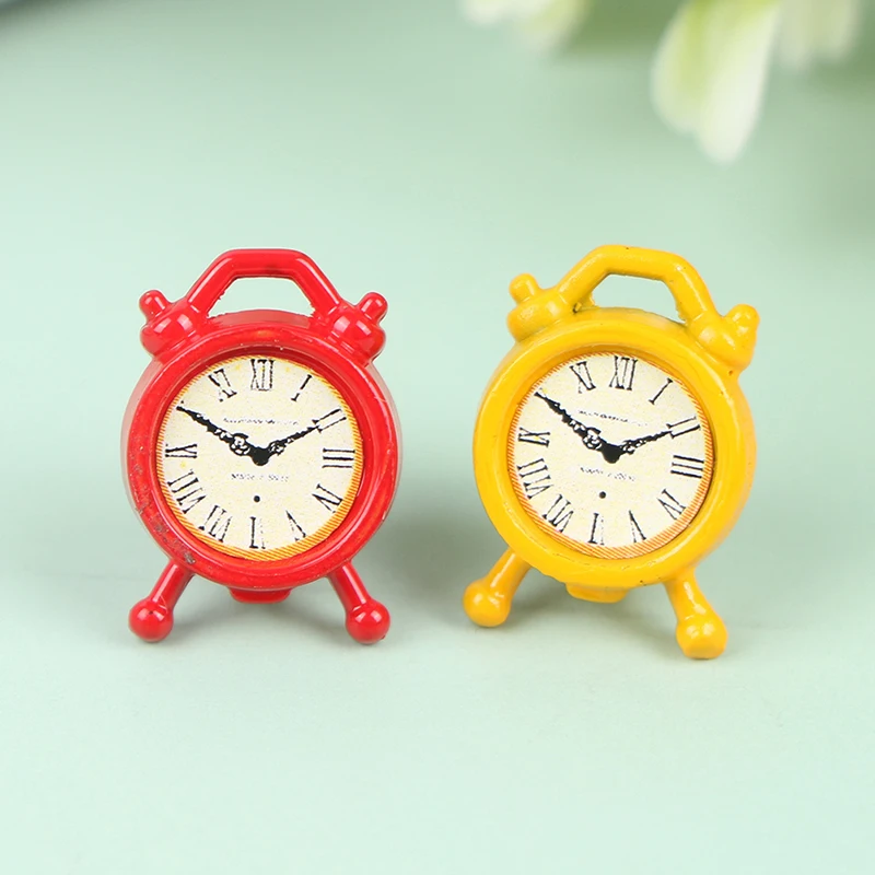 1:12 Scale 1pcs 6 Colors Alarm Clock Mini Home Decoration Dollhouse Miniature Toy Doll Kitchen Living Room Accessories