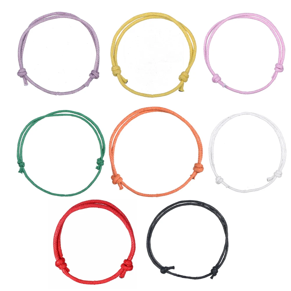 Skyrim 10pcs/lot Korea Wax Cord Bracelets Adjustable Pink Violet Yellow Green Orange White Black Red DIY Bracelet for Women Men