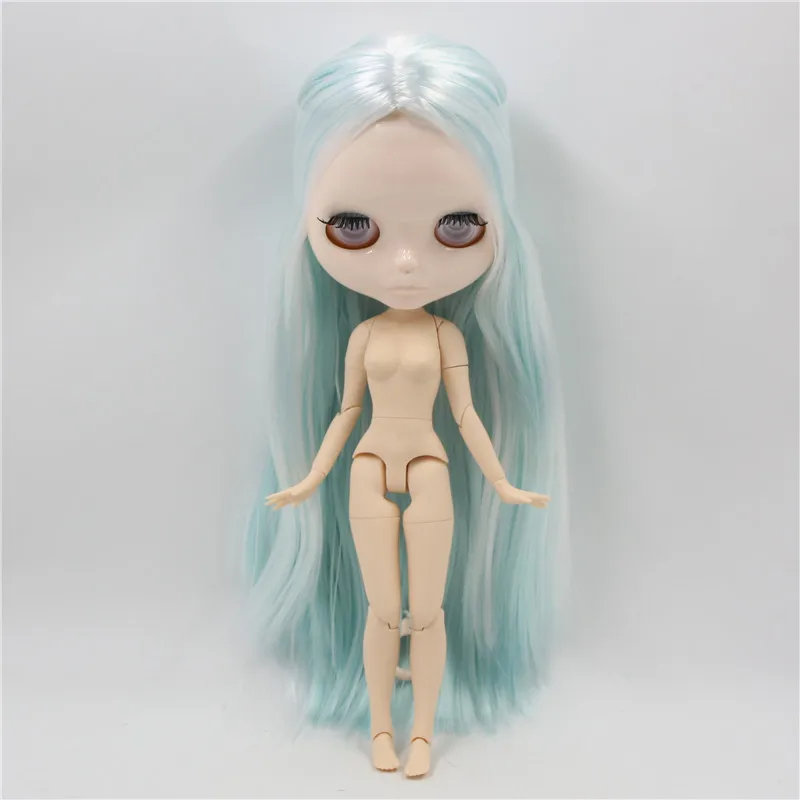 ICY DBS Blyth doll 1/6 bjd 30cm joint body Blue mix White hair without eyechips Carved lips customized face No.BL1049/2352