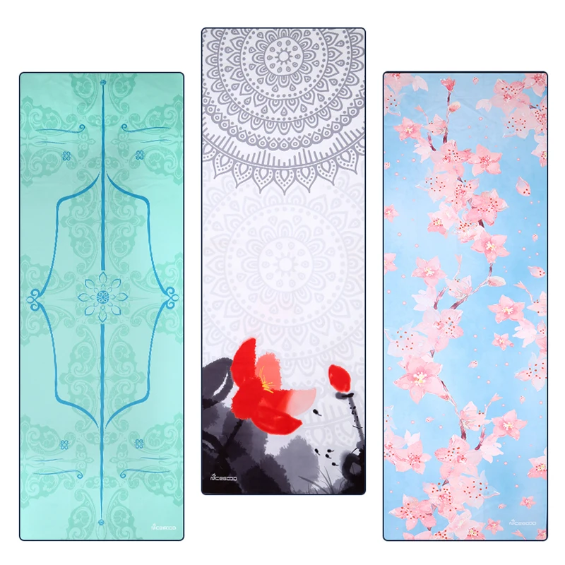 Hot Yoga Mat Towel 185*68 cm Printed Yoga Towel Non Slip Fitness Workout Mat Cover For Pilates Gym Yoga Blankets With Yoga Bag