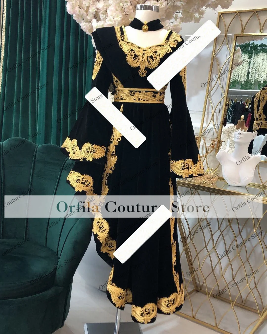 Istanbul Caftan Evening Dresses Black Velvet Traditional Albanian Robes Prom Dress 2022 vestido De Fiesta De Boda