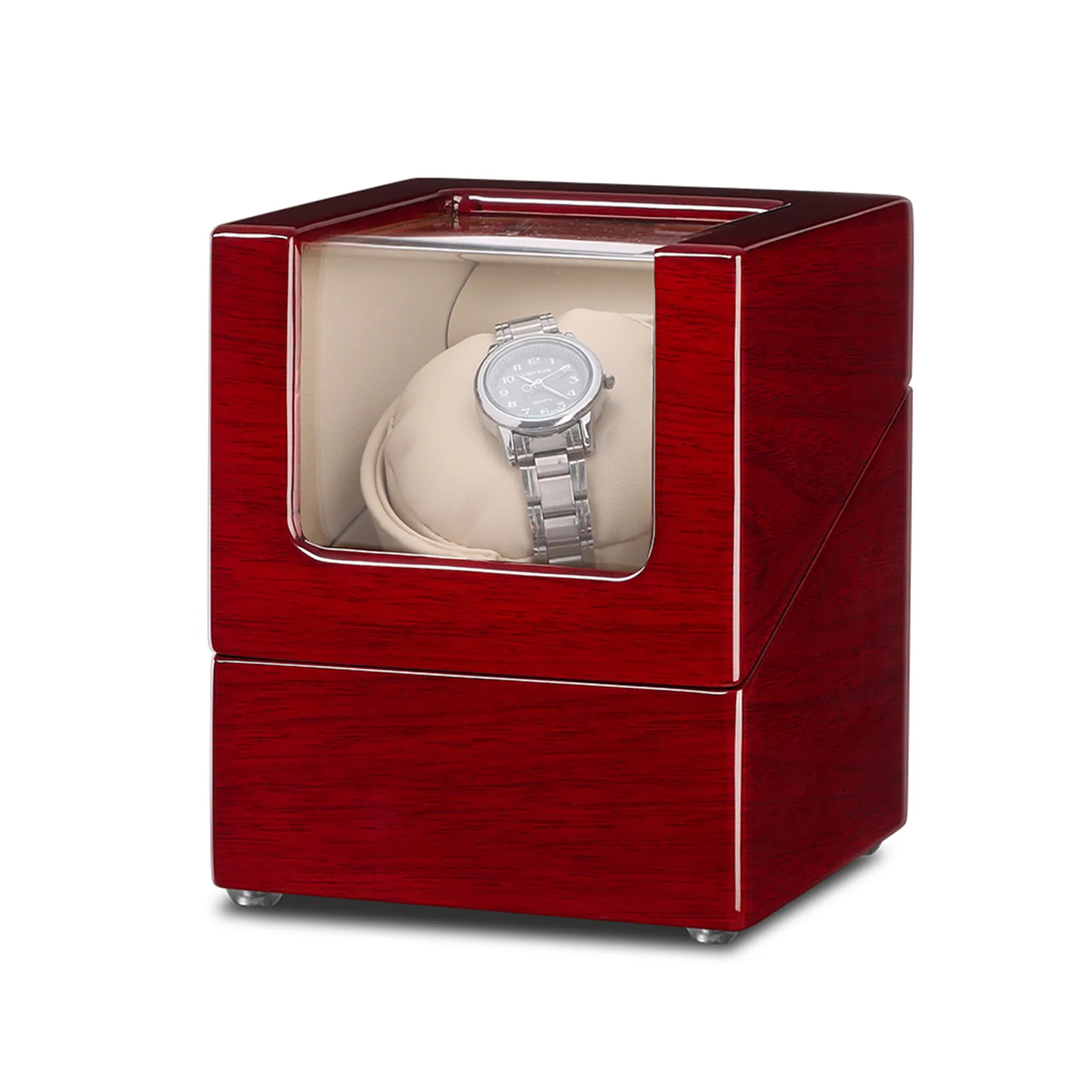 AAA Quality Single Watch Winder with Quiet Motor Walnut White PU Interior 5 Working Modes Ultra-quiet Japanese motor