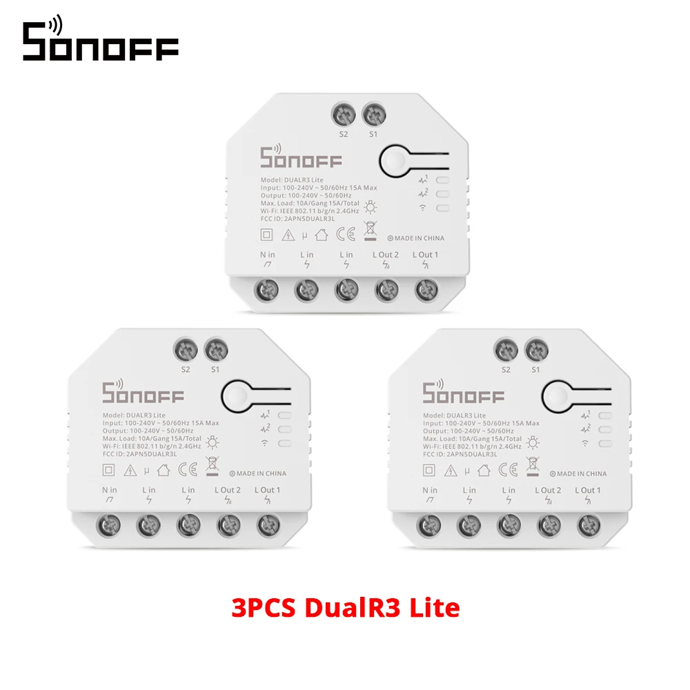 1-20PCS SONOFF DualR3 Lite WiFi Schalter Dual Relais Modul DIY MINI Schalter Fern Zwei-wege Steuer Arbeit mit Alexa Google Hause