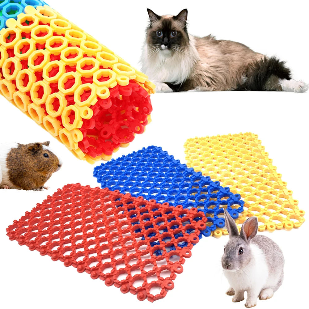 PetCloud Pet Cat And Dog Rubber Splicing Foot Mat Rabbit Hamster Cage Leakage Mesh Mat Pet Cage Bathroom Floor Skid Pad Supplies