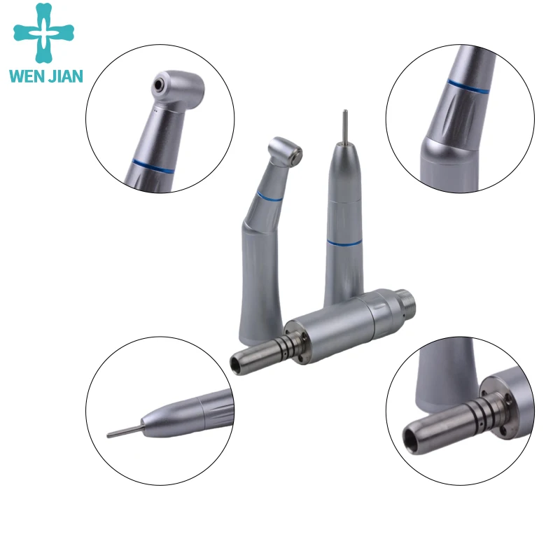 WenJian Dental Kavo Style Internal Low Speed Straight Handpiece Push Button Contra Angle 2 Hole Air Motor Kit Dentist Material