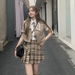 Japanese Style Jk Uniform Suit Jacket Plaid Fashion Shirt Suit College Style High Waist Tie Kawaii Skirt 2022 Summer New