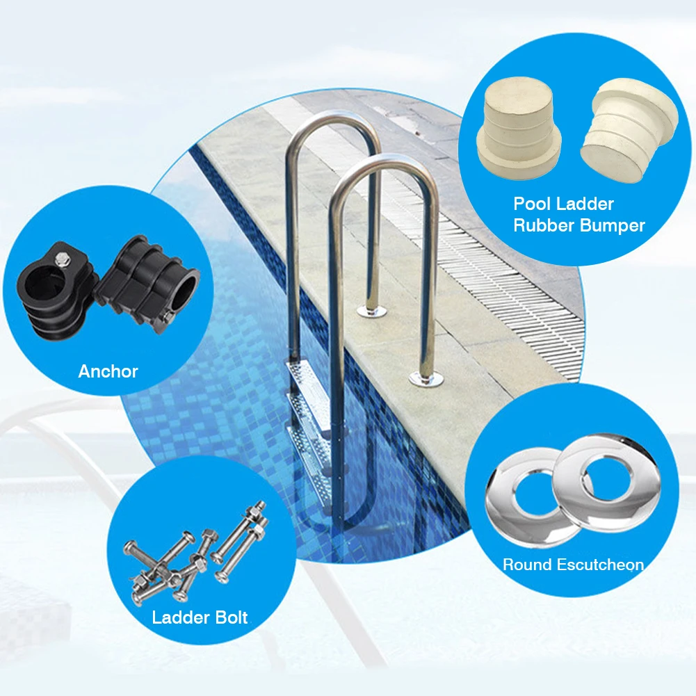 Pool Ladder Replacement Kit Pool Ladder Bolt And Ladder Rubber Bumper With Pool Anchor And Pool Round Escutcheon