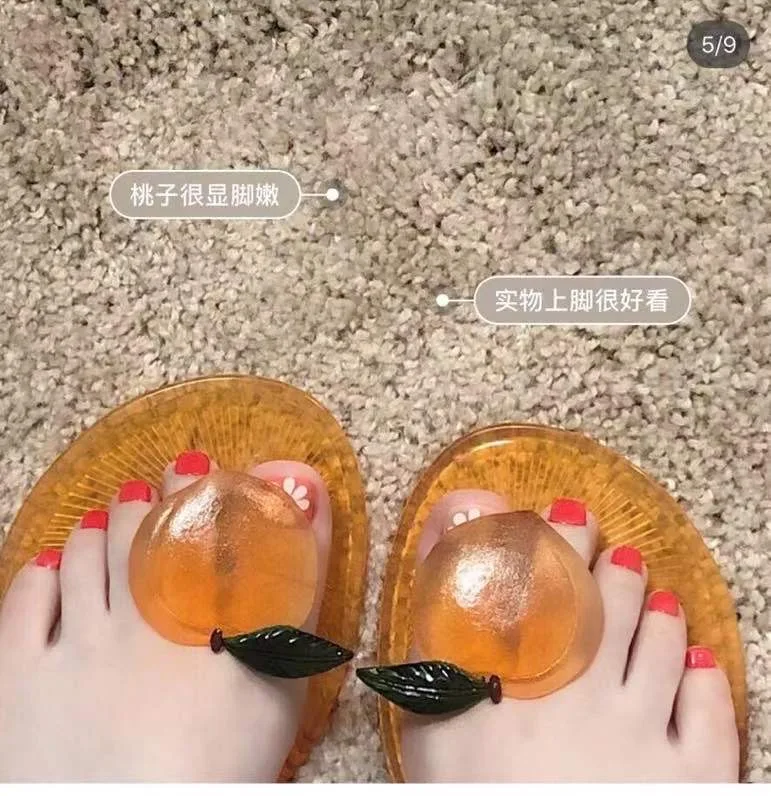 2023 New Summer Sandals Women\'s Fruit Flip-Flop Sandals Transparent Flat-soled Beach Shoes Seaside Vacation Jelly Shoes SM054