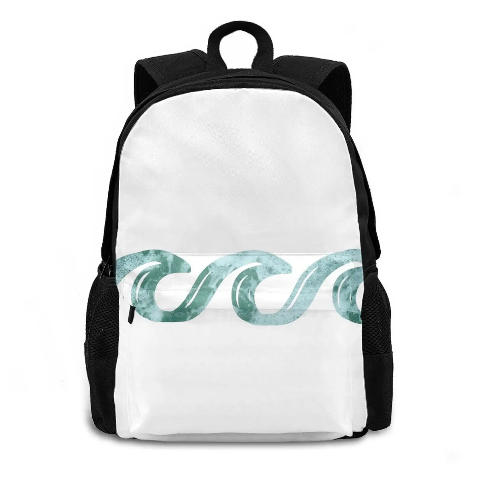 Ocean Waves Large Capacity School Backpack Laptop Travel Bags Ocean Wave Ocean Lover Love The Oceans Recycle Ecosystem Mind The