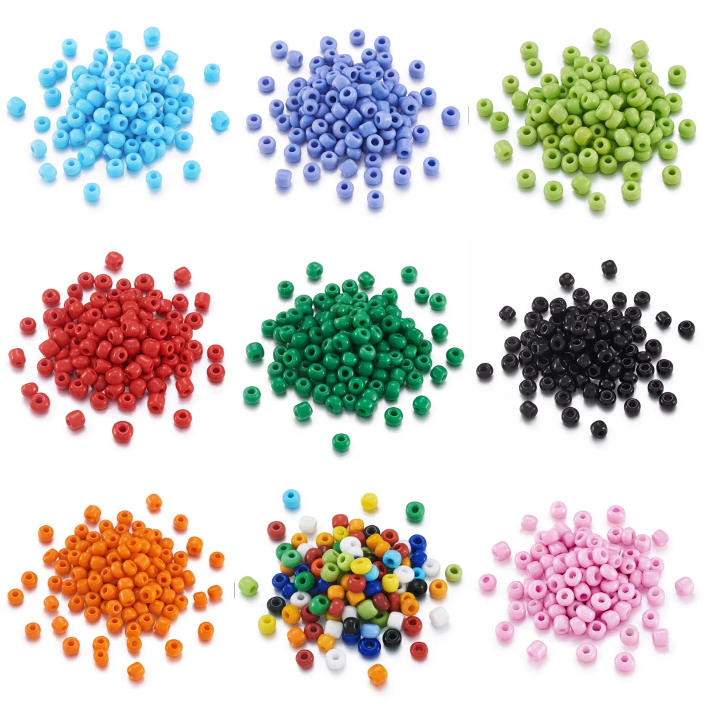 

6/0 Opaque Colours Round Glass Seed Beads for Jewelry Making DIY White Black Red Green Blue 4mm, hole:1.5mm, about 495pcs/50g