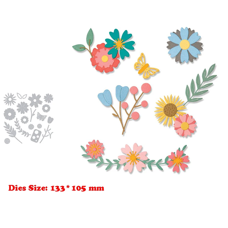 

New Arrival Metal Butterfly Flower Plant Cutting Dies For 2021 Scrapbooking Branch Tree Leaf Stems Stencils Card Making