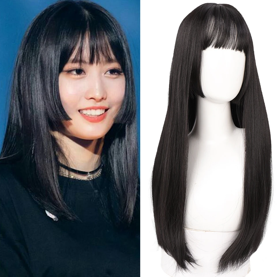 SHANGKE Synthetic Long Straight Cosplay Wig With Bangs Wigs for Women African American Lolita wig Cosplay Wig