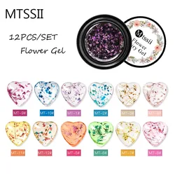 6/12PCS Natural Dried Flower Gel Nail Polish Set Soak Off Nail Art Gel Varnish Flowers Gel Nail Polish DIY Design Manicure Kits
