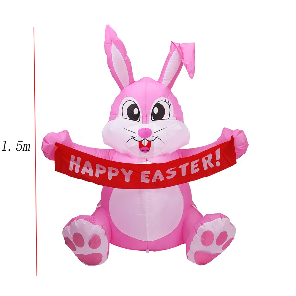 Giant Inflatable Bunny Easter Rabbit LED Lighted Yard Lawn Decorations Outdoor Toys for Children Happy Easter Day Kids Gifts