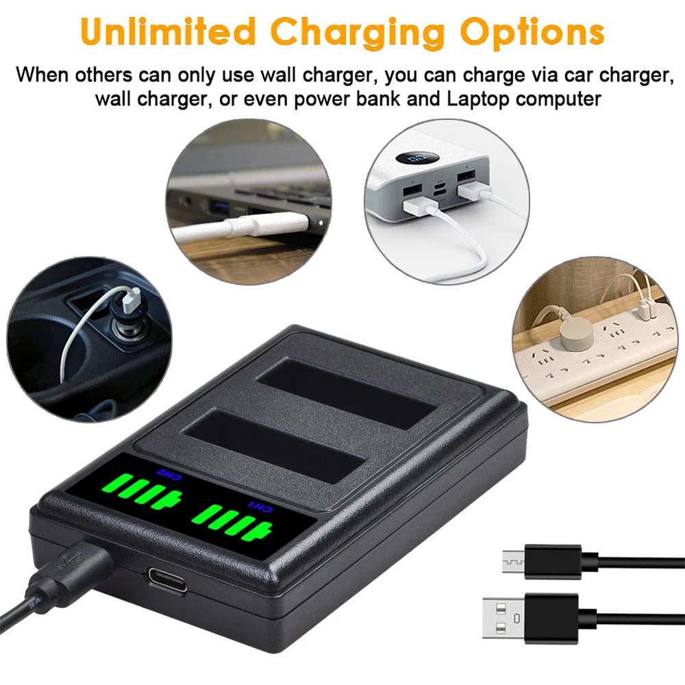 1400mAh بطارية AZ16-1/شاحن مزدوج ل شاومي AZ16-2 يي 4k ، 4k + ، لايت 360 VR عمل الكاميرا