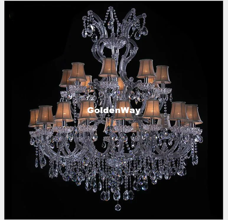 Modern Crystal Chandelier Home Lighting lustres de cristal Decora D120cm H135cm 24L Luxury Candle Chandelier Living Room Pendant